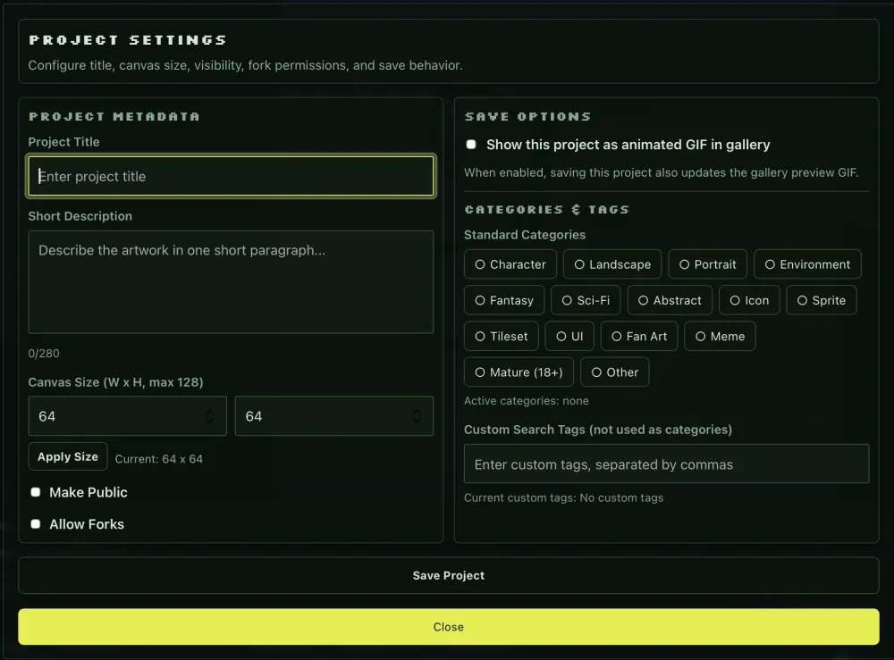 Plox project settings interface 1